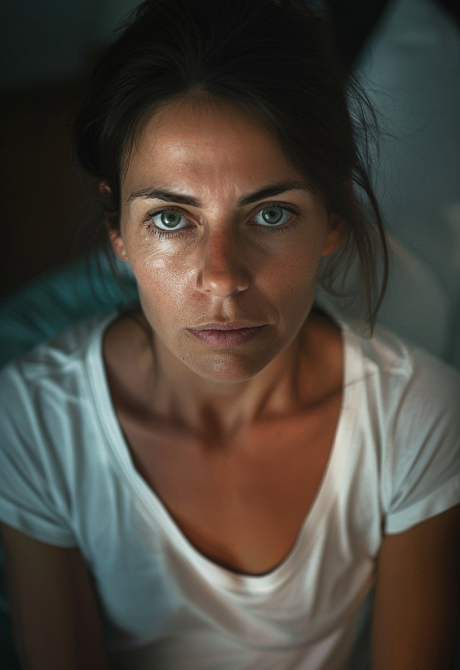 Woman struggling to sleep